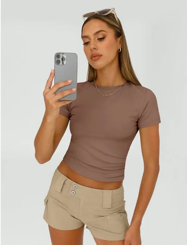 Amazon Brown Basic Crop Top - Image 5