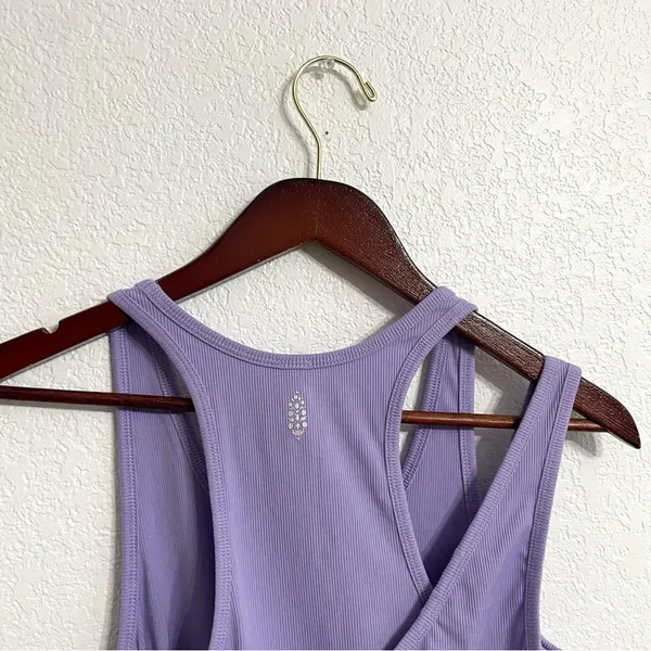 NWT Free People Womens Tank Top Summer Lilac Strappy Ribbed Crop Size Medium - Image 4
