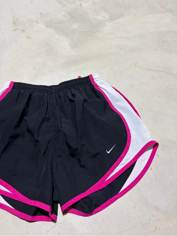 Nike Black Athletic Shorts with Pink Trim and White Panels XS - Image 2