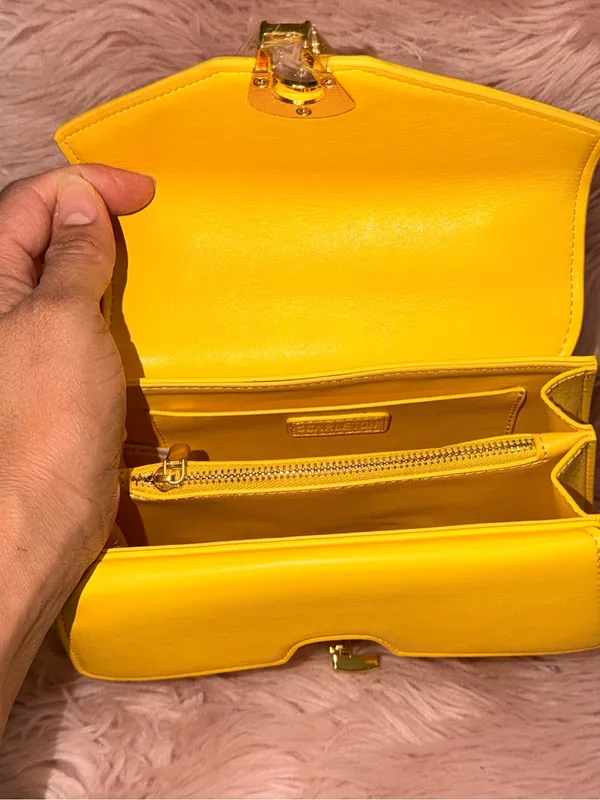 Scarleton Yellow Quilted Top-Handle Satchel with Detachable Strap - Image 7