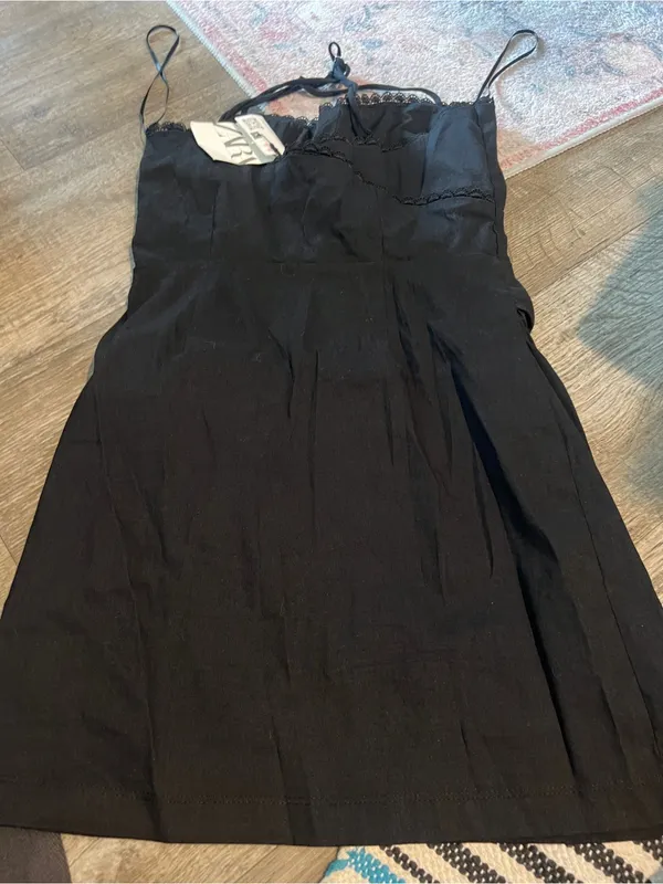 NWT Zara Black Lace-Trim Slip Dress - Image 8