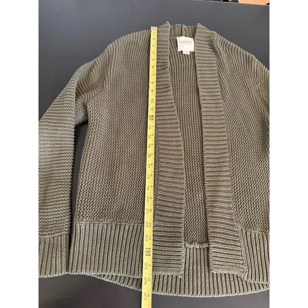UpWest Resort & Mercantile Olive Green Chunky Knit Open‎ Cardigan Sweater XS - Image 2