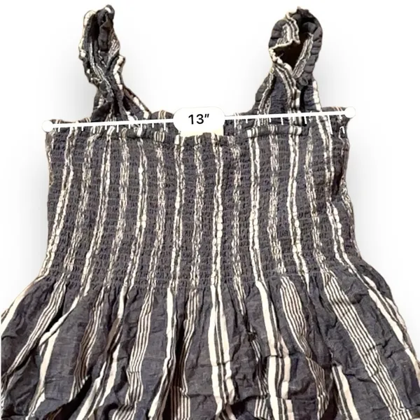 Anthropologie Maeve Schuyler Smocked Blue & White Striped Peplum Top Sz‎ M - Image 6