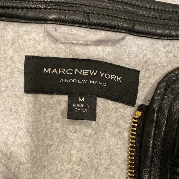 Marc New York Gray Wool Faux Leather Trim Poncho Size Medium Preppy Retro - Image 5