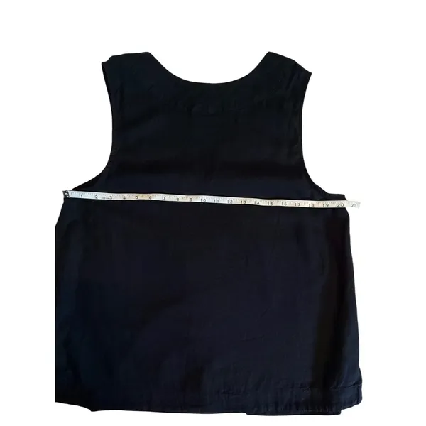 Croft & Barrow Womens XL Black Linen V-Neck Sleeveless Tank Top Pleated Bib - Image 5