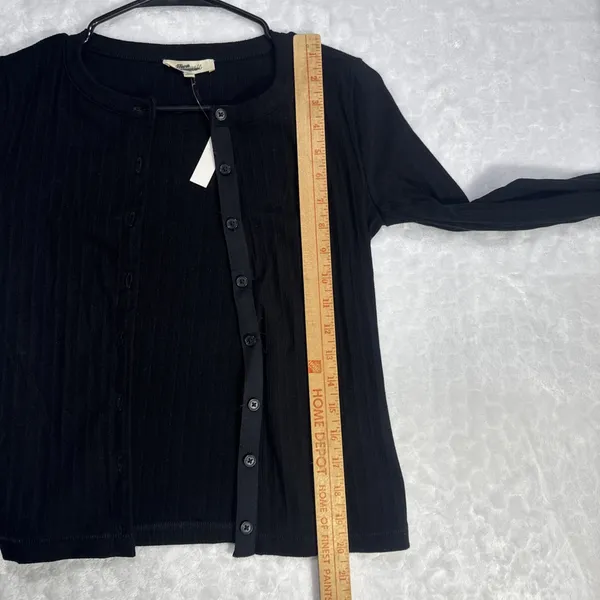 Madewell Flared-Sleeve Cardigan Sweater Black Button Up Crewneck Variegated XS - Image 7