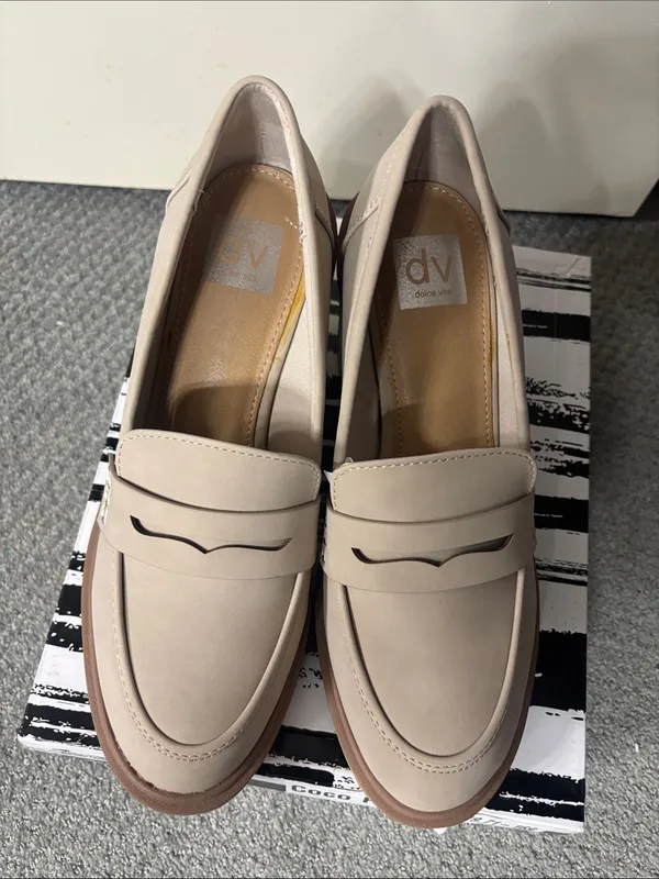 DV By Dolce Vita Jayjay Faux Leather Block Heel Lug Loafers, Dune - Size 9.5 - Image 2