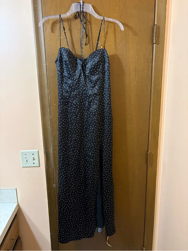 NWT Reformation Sophie Black Polka Dot Silk Midi Dress - Image 3