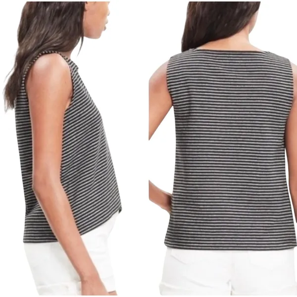 Madewell Black Striped Crossover‎ Tank 100% Cotton Medium Minimalist Casual EUC - Image 2