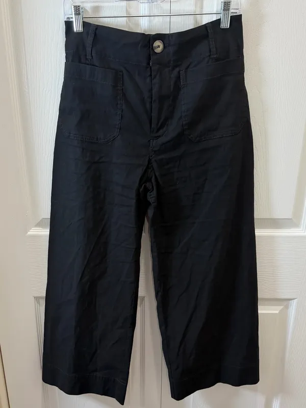 Anthropologie Maeve Colette Crop Black High-Rise Wide Leg Magic Fabric Pants 28P - Image 3