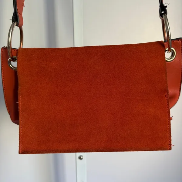 Parfois Shoulder Bag Suede‎ Flap Closure Copper Color Purse - Image 3