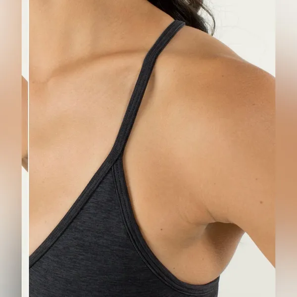 Lululemon Ebb To Street Bra Size 4 Black Ribbed V Neck Crossback Sporty Yoga - Image 3