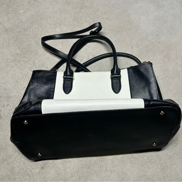 Lauren Ralph Lauren Newbury Black & White Large Double Zipper Shoulder Bag - Image 3