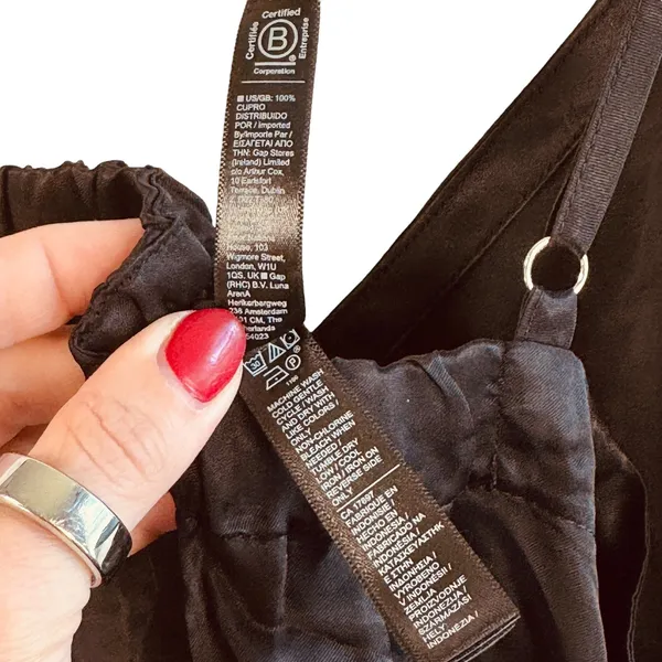 Athleta Calm‎ Cool Jumpsuit M Black Cupro Wide Leg Strappy Minimalist Chic Flowy - Image 4