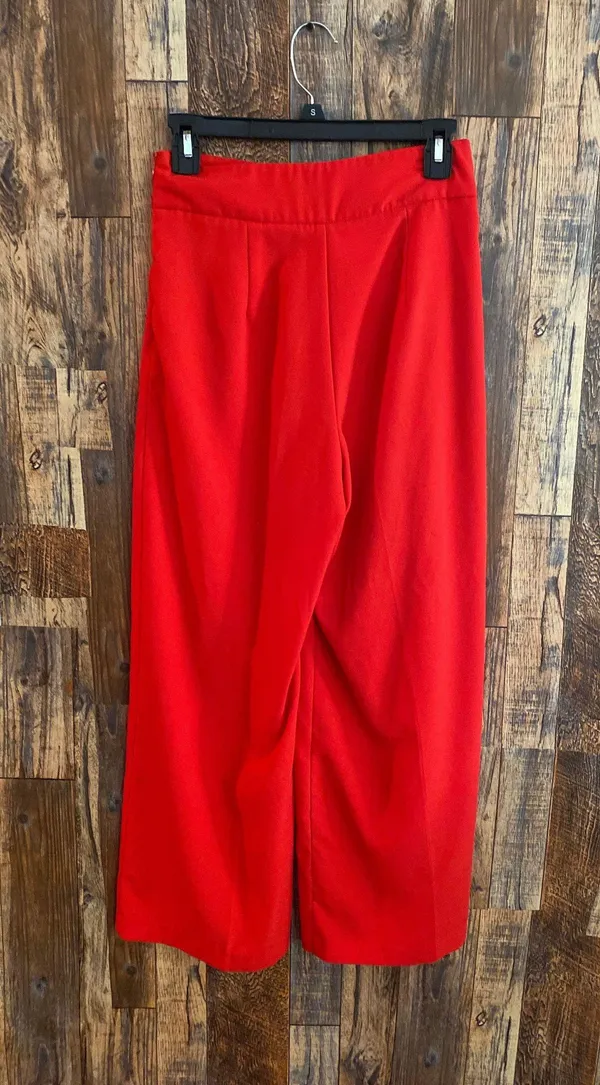 Gina Tricot Woman's Red Wide Leg Pants Size 6 - Image 3