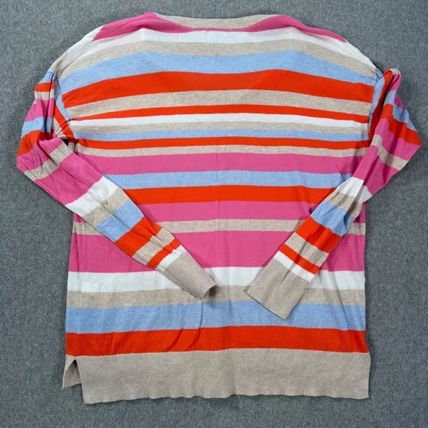 Gap Striped V-Neck Pullover Sweater Women's Medium Long Sleeve Cotton - Image 9