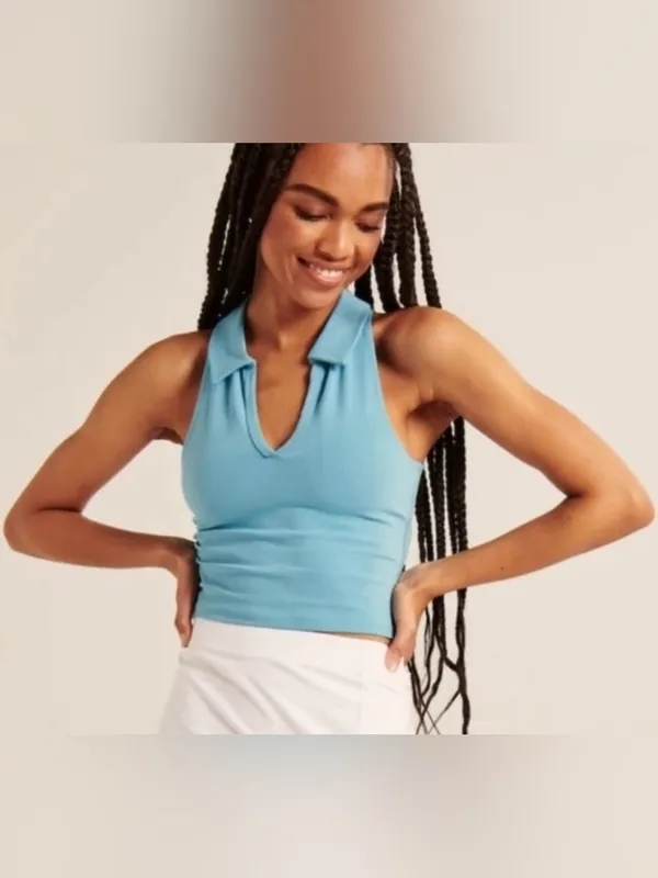 Abercrombie & Fitch Essential Polo Tank - Pool Blue - S - Image 2