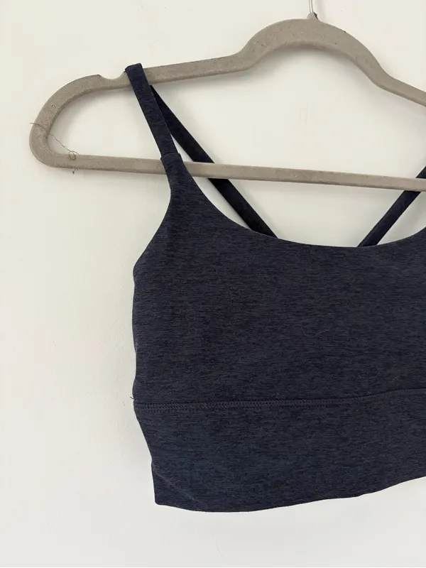 Vuori Long Line Elevation Sports Bra Midnight Heather Black Blue Small - Image 2