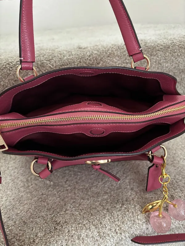 Coach Pink Remi Satchel Pebbled Leather Crossbody Shoulder Bag - Image 8