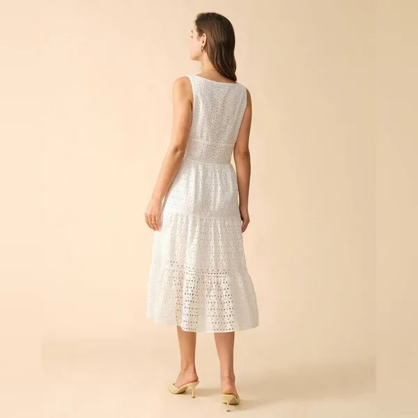 RIHOAS The Square Neck Tiered Hem Midi Dress M 76 - Image 3