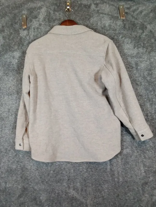 & Other Stories Over Size Shirt Shacket Wool Blend Oatmeal Gorpcore Casual Chic - Image 5