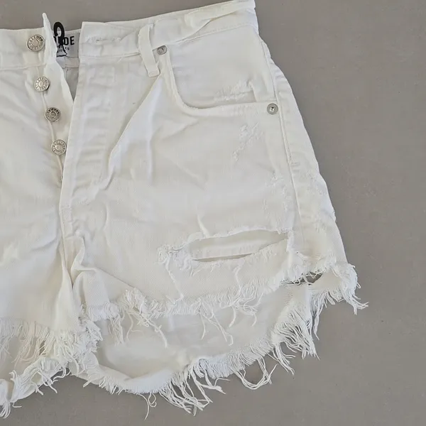 Agolde White Frayed Jean Shorts Size 25 - Image 3