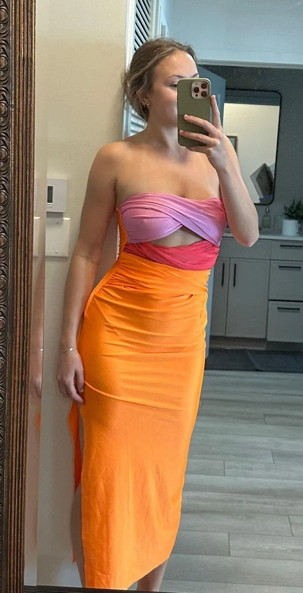 Multicolored Bodycon Dress Multiple - Image 2