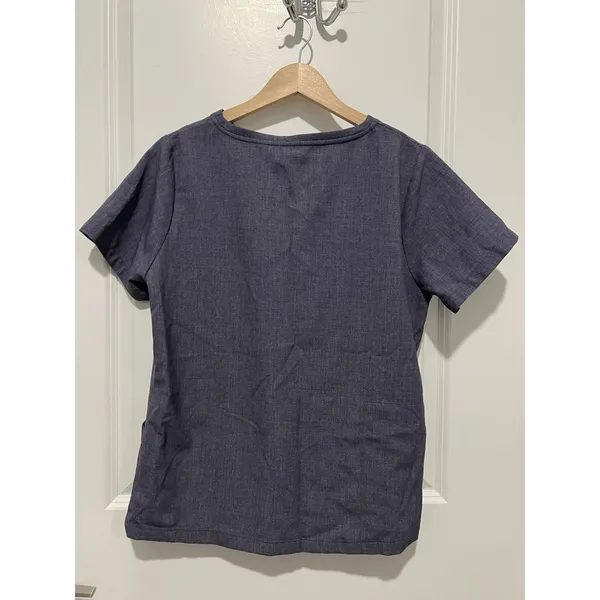 CuddlDuds V-Neck Scrub Top Womens Size Medium Petite Blue Nursing Doctor Vet Med - Image 2