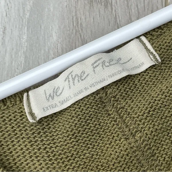 Free People Top v neck distressed knit come and get it womens Green xsmall boho - Image 3