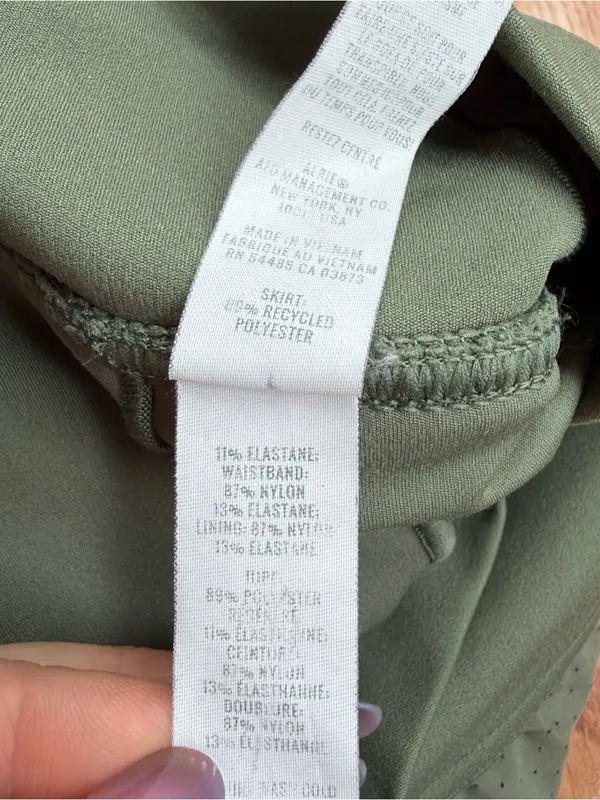 OFFLINE by Aerie Olive Green Pleated Tennis Skort Perforated High Waist Small S - Image 6