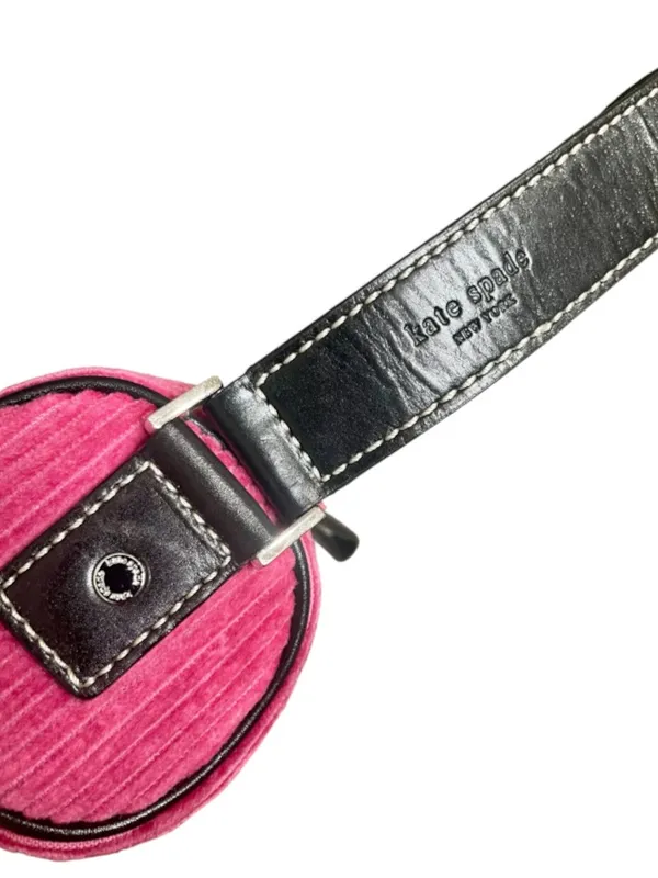 Kate Spade Pink Corduroy Barrel Shoulder Bag w Leather Trim & Contrast Stitching - Image 4