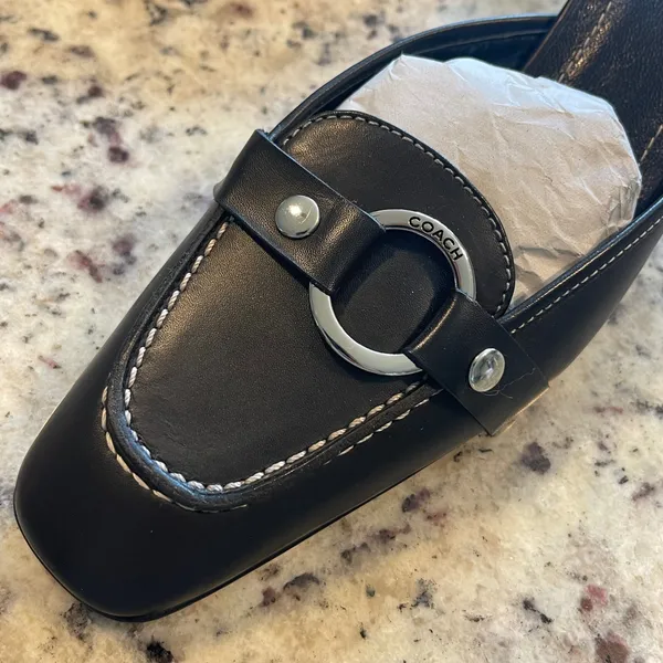 Coach Sheri Mules Womens 6.5 Black Leather Kitten Heel Square Toe Office Siren - Image 4