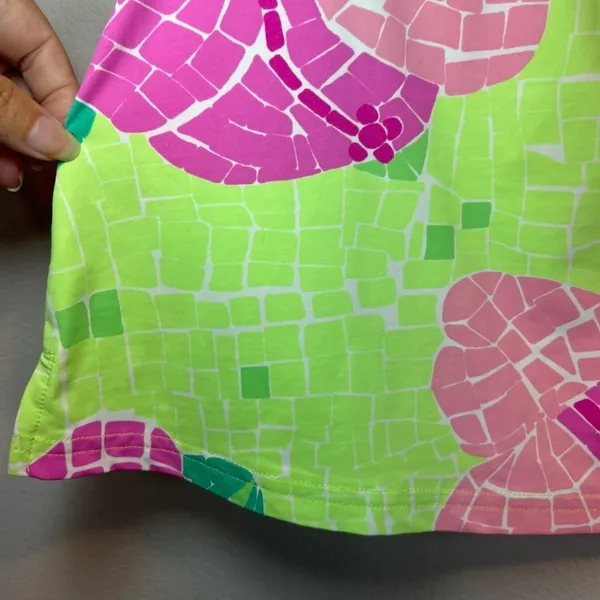 Lilly Pulitzer Swim Skirt Vintage Flower Mosaic Green Pink Vacation Beach Small - Image 6