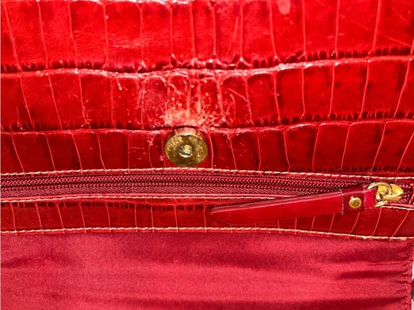 Giani Bernini Red/Burgundy Leather Embossed Handbag purse bag - Image 7