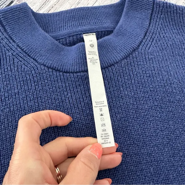 Lululemon Merino Wool-Blend Ribbed Crewneck Sweater Heathered Psychic Blue - Image 6