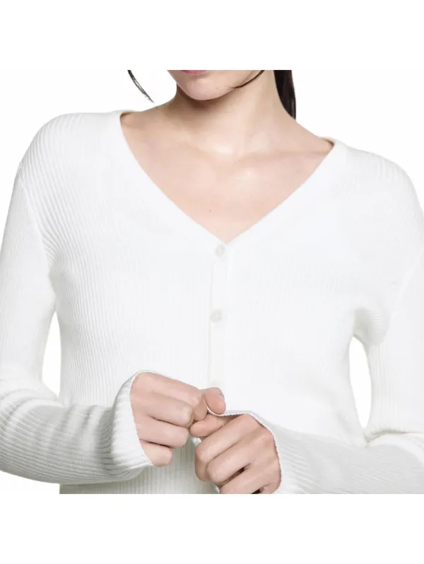Mango Cotton Blend Button Knit Cardigan Mili Off White Size Medium - Image 7