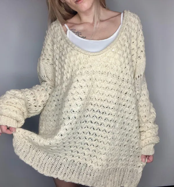 Free People Knit Cream Sweater - Image 7