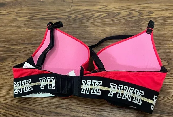 Victoria’s Secret PINK Red Logo Wear Everywhere Push Up Bra Size 32C - Image 4