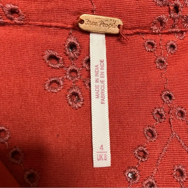 Free People rust colored eyelet‎ jumpsuit zip up size 4 - Image 6