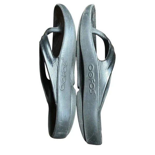 Oofos OOlala Luxe Flip Flop Thong Recovery Sandal Women's‎ Size 8 Black #S54-6 - Image 9