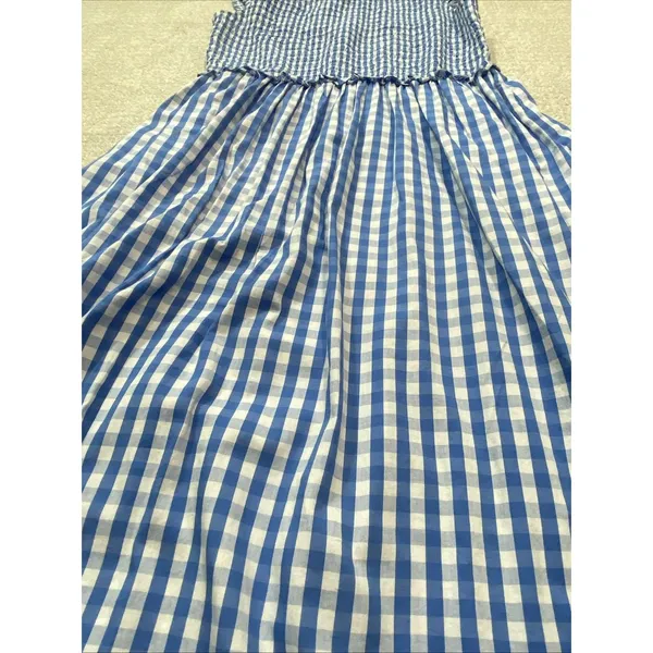 Crown & Ivy Blue Gingham Smocked Midi Dress Sleeveless Womens Size 8 Excellent - Image 16