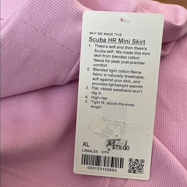 Lululemon NWT Scuba High Rise Mini Skirt Vitapink Size XL - Image 8