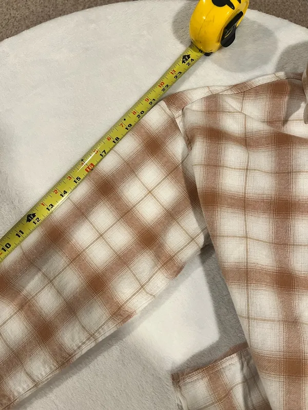 Aeropostale Tan & Cream Plaid Flannel Button Down Shirt - Small - Image 8