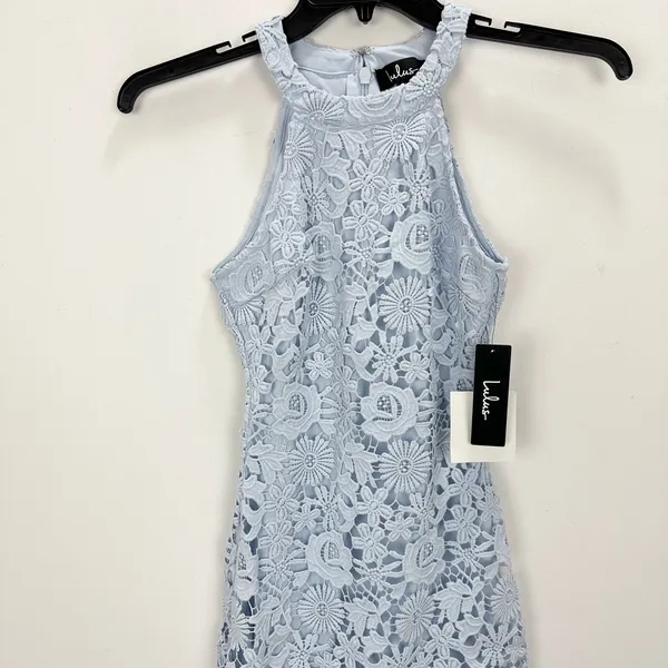 Lulus Love Poem Light Blue Lace Mini Dress Party Cocktail Romantic XS NWT - Image 6