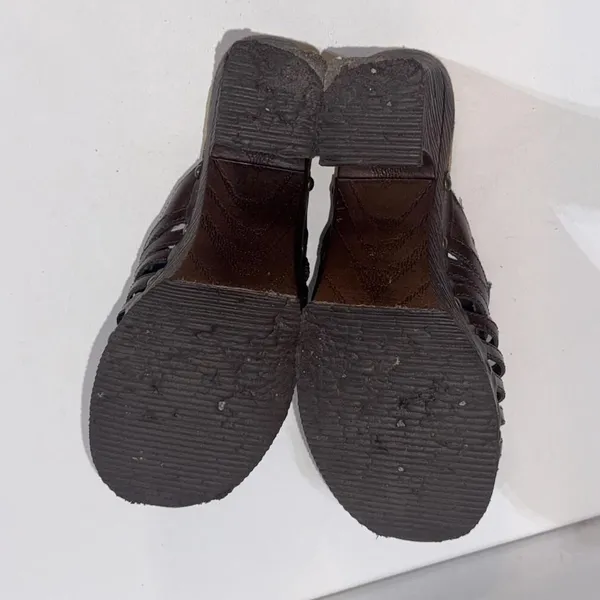 Route 66 Y2K 2000s‎ Platform Chunky Brown Faux Leather Strappy Heel Mules Clogs - Image 11