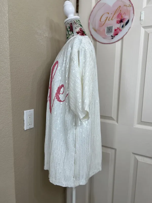Forever 21 White Sequin Bride Tunic Dress size S/M - Image 5