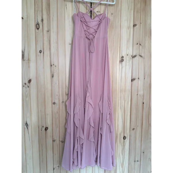 NWOT Lulus Priela Pink Ruffled Lace-Up Maxi Dress Holiday Party Bridesmaid Sz L - Image 6