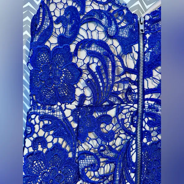 Alpha and Omega | Blue Lace Overlay Dress, size M - Image 5