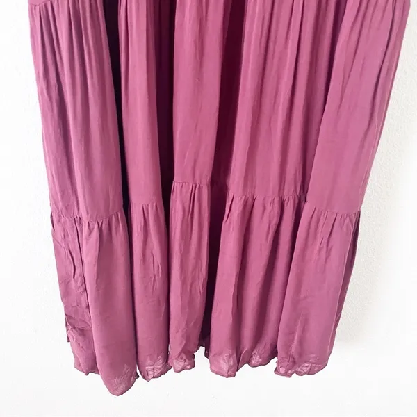 Young Fabulous & Broke Mauve Tiered Boho V Neck Midi Dress XS - Image 6