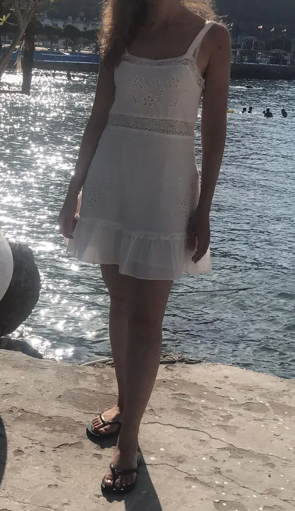ZARA Women Sz S Embroidered Dress 0881/130 White - Image 8